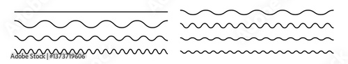 Wavy lines. Set of wavy horizontal lines. Wavy zigzag lines. Zig-zag vector elements