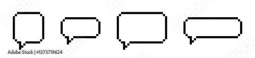 Pixel speech bubbles. Chat speech or dialogue bubbles in pixel art style. Pixelated speech bubbles.