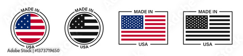 Made in USA. USA product label set. Made in USA vector icons.