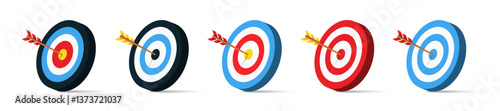Archery target with arrow illustration. Realistic target and arrow icon. Goal achievement concept.