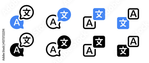 Language translation icons. Language translation icon collection. Translate icons. language translation buttons