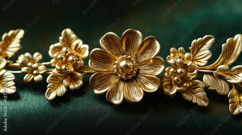 Naklejka premium Golden Floral Hair Ornament: Exquisite Craftsmanship in Gilded Blooms