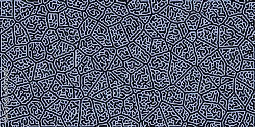 Abstract black lines on blue background. Chaotic lines texture. Pattern with labirint effect.
