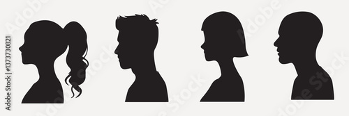 Diverse silhouette profile collection isolated element vector