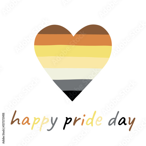 Colorful heart shape Bear brotherhood pride flag Happy pride day LGBTQIA community Pride Month Vector hand drawn doodle for posters, stickers, logo, cards