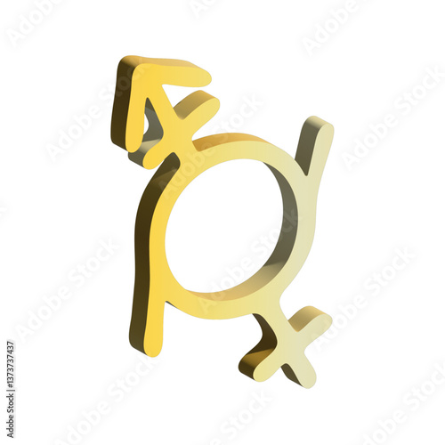3d genderfluid (androgyne and female) gender identity icon Symbol used to represent sex and gender