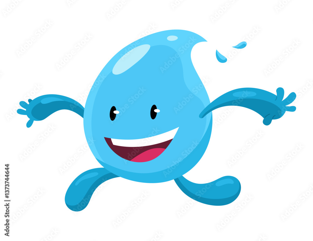 Obraz premium Water drop. Cute aqua character. Sticker for social networks. Cartoon flat vector illustrations isolated on white background