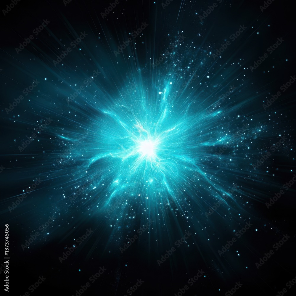 Bright Blue Energy Burst with Cosmic and Stellar Vibes in Dark Space Bright Blue Energy Burst with Cosmic and Stellar Vibes in Dark Space