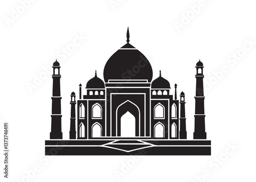 Taj mahal silhouette Vector