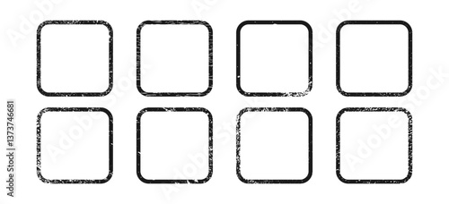 Set of grunge borders in rounded square form