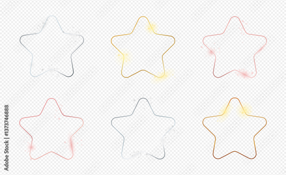 Set of six rounded star frames Set of six rounded star frames