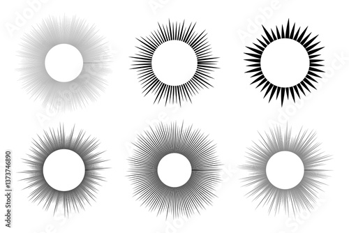 Set of sun symbols on white background