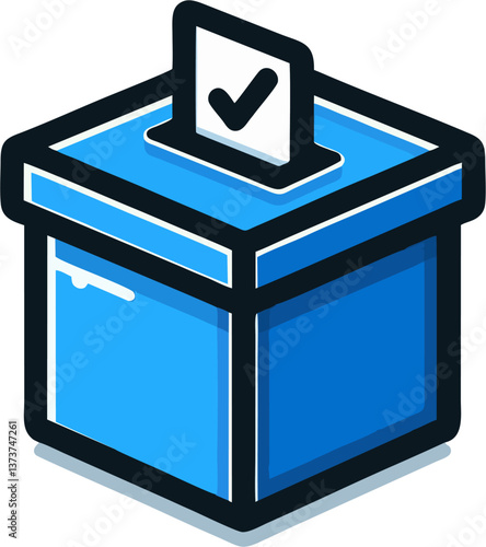 Blue ballot box with a checkmark suitable for election campaigns, voting concepts, political themes, democracy promotions, decisionmaking visuals.