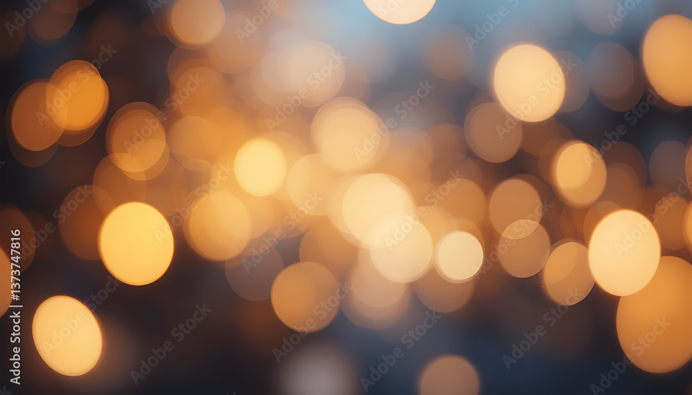 Fototapeta premium Blurred Golden Lights Bokeh Effect Background for Festive and Warm Ambience