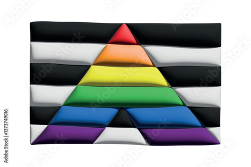 Colorful Straight ally pride flag Happy pride day LGBTQ community Pride Month Vector 3d clipart for posters, stickers, logo, cards