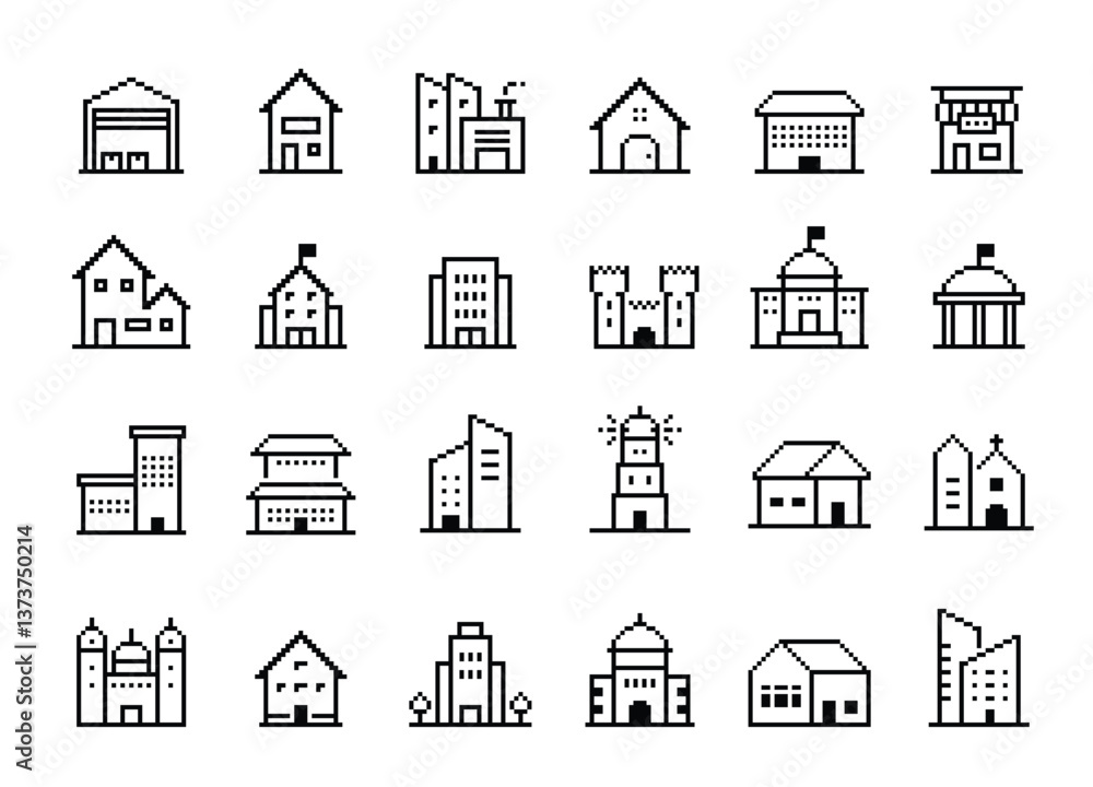 Building icon pixel style vector illustration Building icon pixel style vector illustration