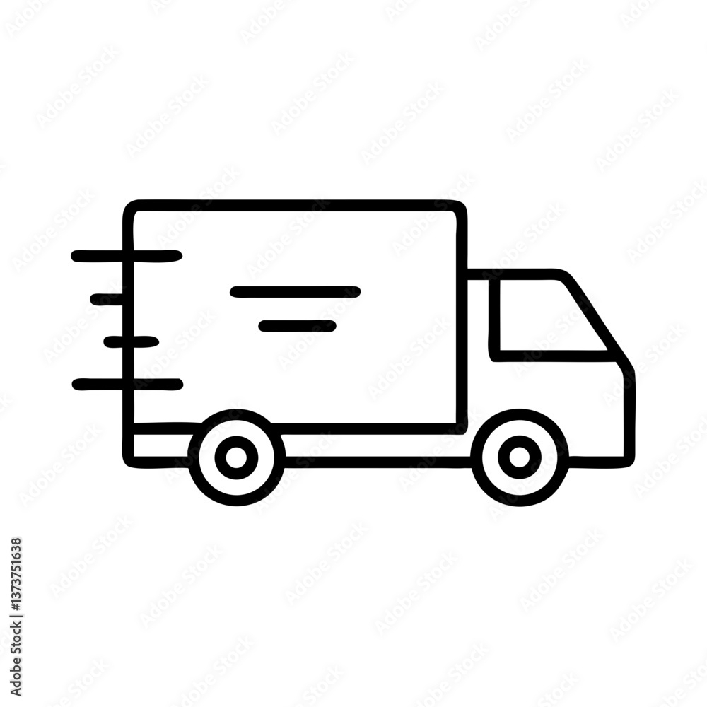 Delivery truck in motion line art illustration Delivery truck in motion line art illustration