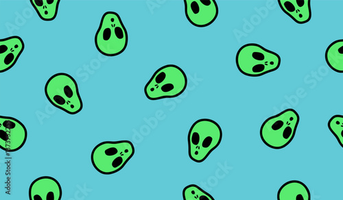 Cute alien face pattern background vector design
