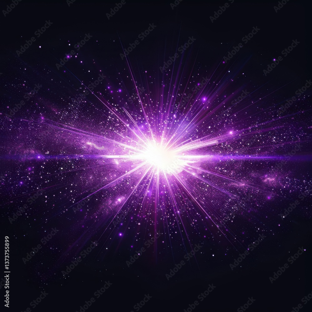 Cosmic Explosion in Purple and White with Starry Background Cosmic Explosion in Purple and White with Starry Background
