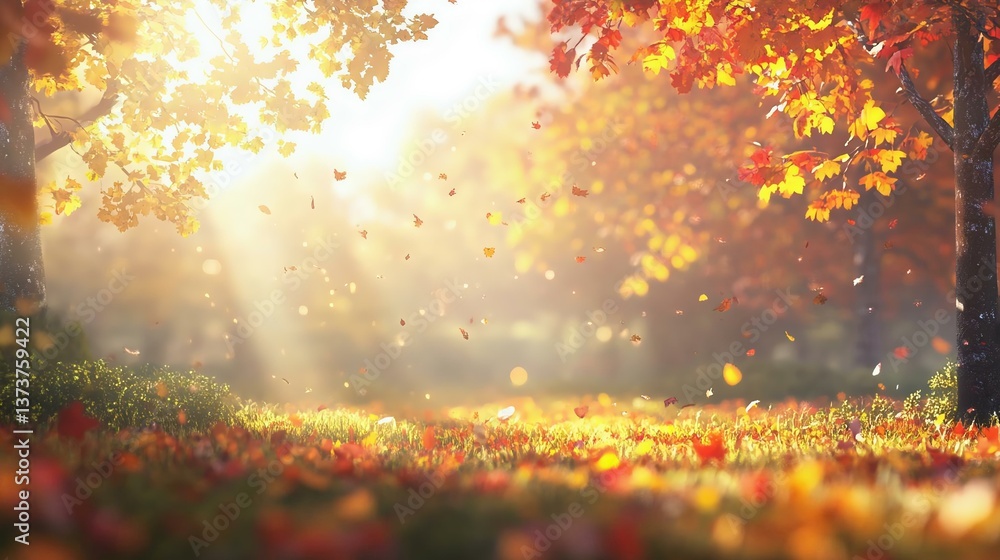 A serene autumn scene showcasing vibrant orange and yellow leaves, sunlight filtering through trees, creating a magical forest atmosphere. A serene autumn scene showcasing vibrant orange and yellow leaves, sunlight filtering through trees, creating a magical forest atmosphere.