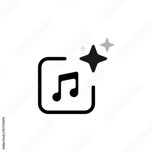 Artificial intelligence icon for music creation. AI icon with three stars for logo, app and website. Flat vector illustration EPS10
