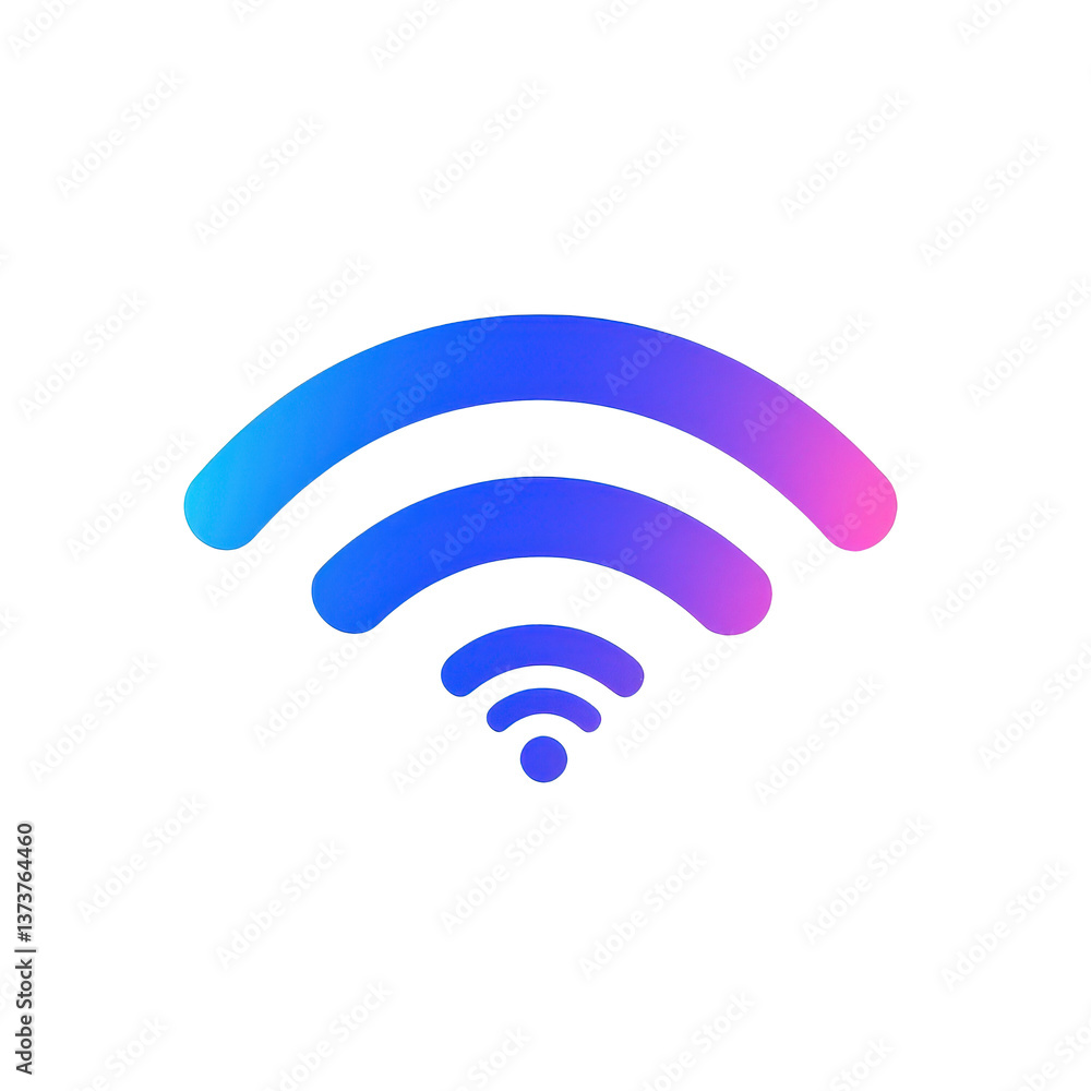 Stylized wireless signal icon in gradient colors, suitable for digital or technology-related themes. Stylized wireless signal icon in gradient colors, suitable for digital or technology-related themes.