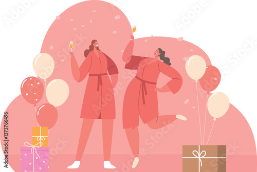 Girl friend parting during bridal-shower