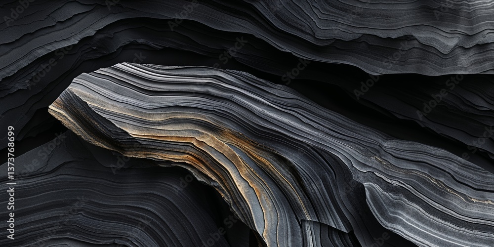Fototapeta premium Layered Stone Texture on Black Background.