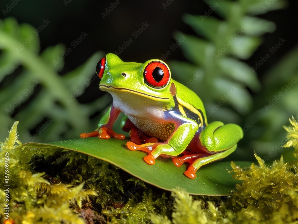 Close-Up of a Vibrant Red-Eyed Tree Frog