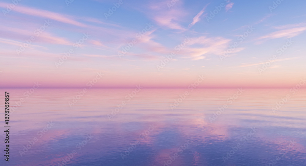 Fototapeta premium A pastel-hued sunset reflecting on the water, exuding tranquility.