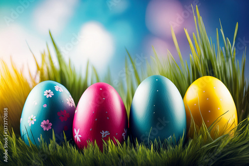 easter eggs in grass