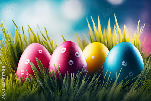 easter eggs in grass