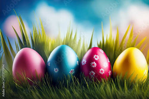 easter eggs in grass