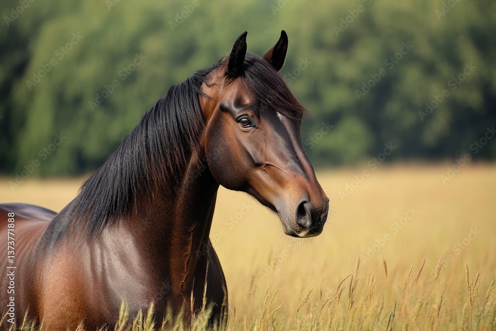 Fototapeta premium Paso Fino Horse Looking Majestic in Domestic Equestrian Setting