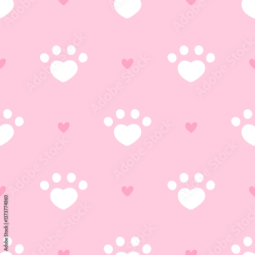 Vector seamless pattern with cats or dogs paw prints. Perfect for children clothing, nursery decor, and wrapping paper. Playful, colorful, and charming design