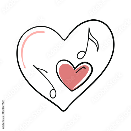 Like music icon with heart and note, playful design for music lovers and social activity