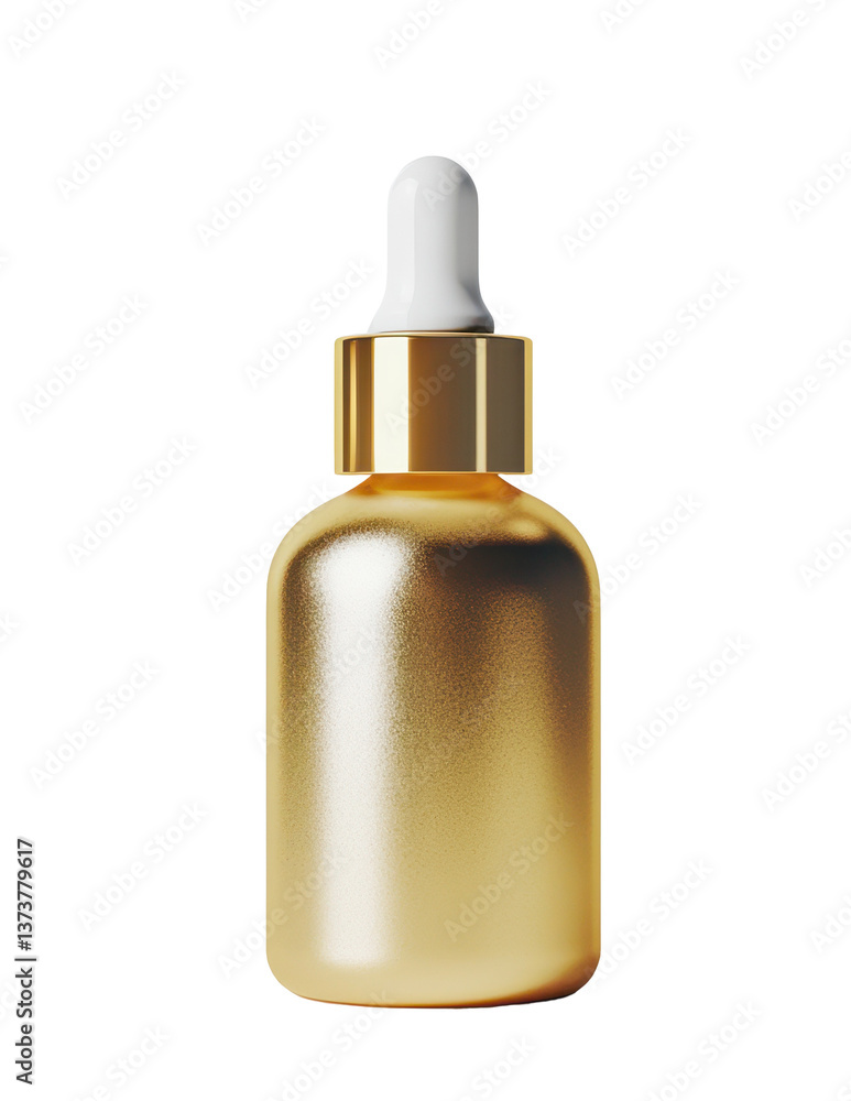 Luxury serum bottle with matte finish and gold dropper cap