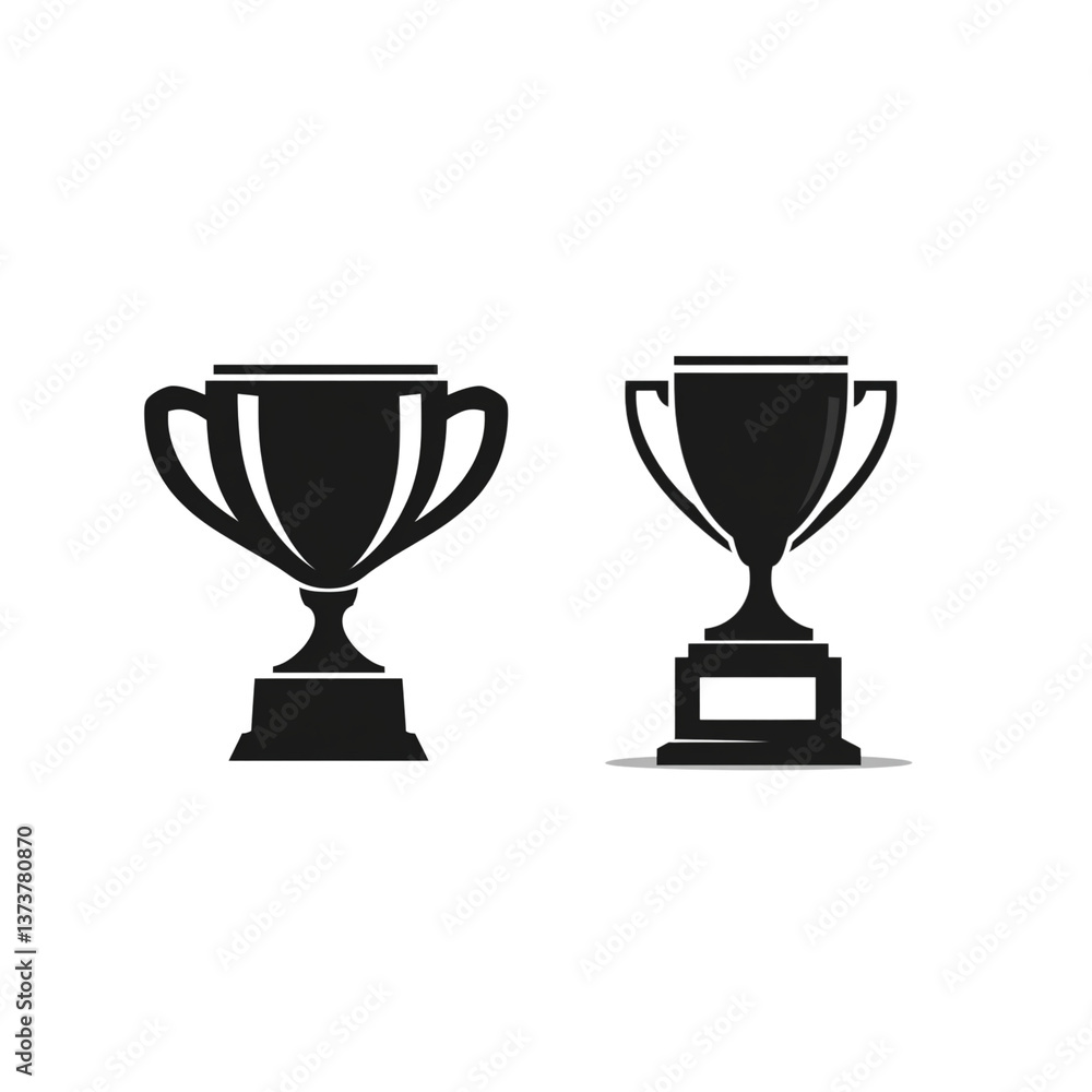 The black trophy icon is a simple silhouette on a white background The black trophy icon is a simple silhouette on a white background