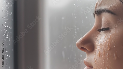 Expressing Deep Sadness and Hopeless Emotions, A woman gazes out a rainy window, reflecting a moment of introspection and emotion.