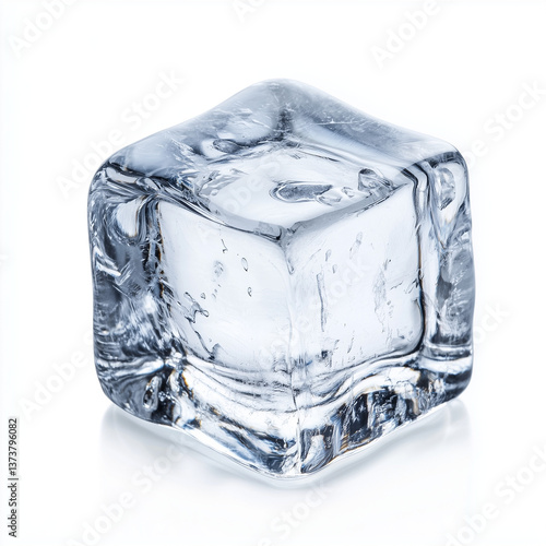 A cube of ice on white background