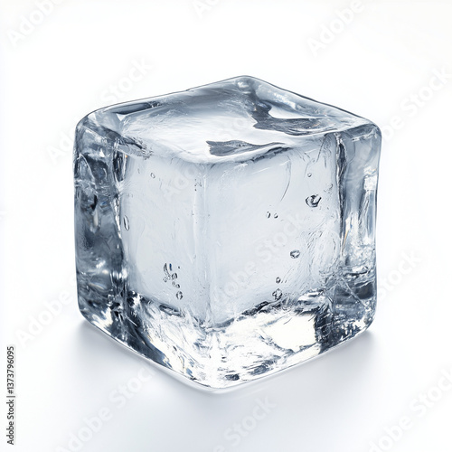 A cube of ice on white background