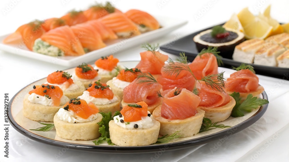 Assorted Finger Foods with Salmon Bites Assorted Finger Foods with Salmon Bites