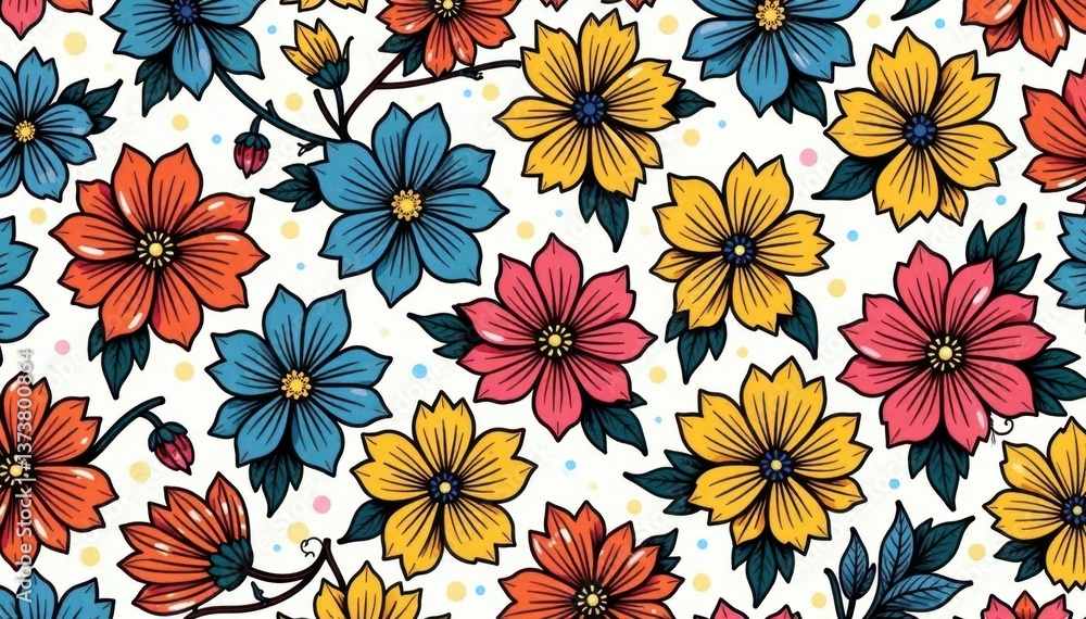 Intricate line art floral design, continuous repeat, flowers, modern, pattern Intricate line art floral design, continuous repeat, flowers, modern, pattern