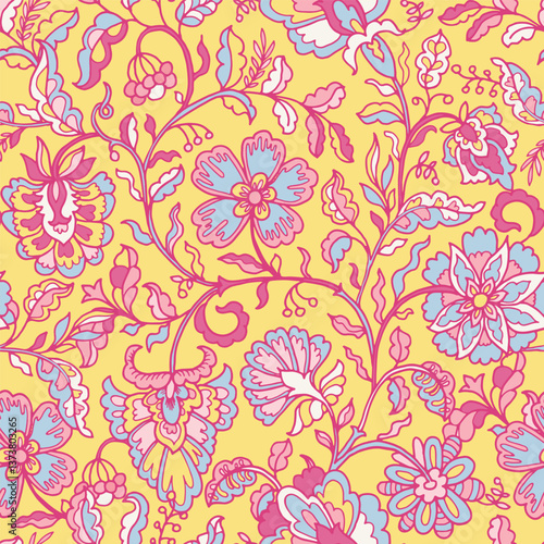 Wallpaper Mural Yellow Floral Seamless Botanical Design Torontodigital.ca