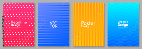 Set of modern gradient poster. Vector illustration. Design for poster, banner, cover. 