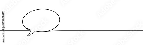 Speech bubble continuous one line drawing. Dialogue, chat sign in simple linear style. Vector illustration.