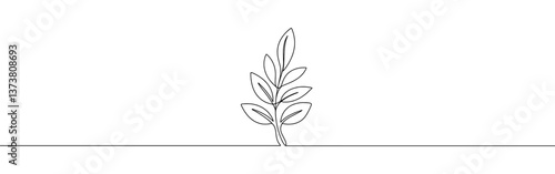 Leaf continuous one line drawing. Tree foliage symbol. Vector illustration.