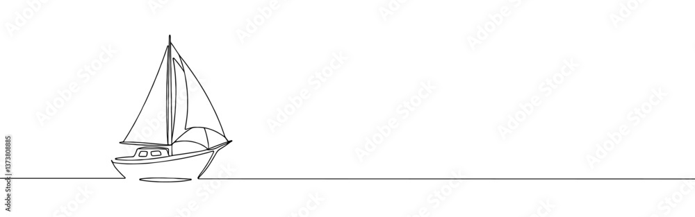 Sailboat continuous one line drawing. Sea boat, yacht in simple linear style. Vector illustration. Sailboat continuous one line drawing. Sea boat, yacht in simple linear style. Vector illustration.