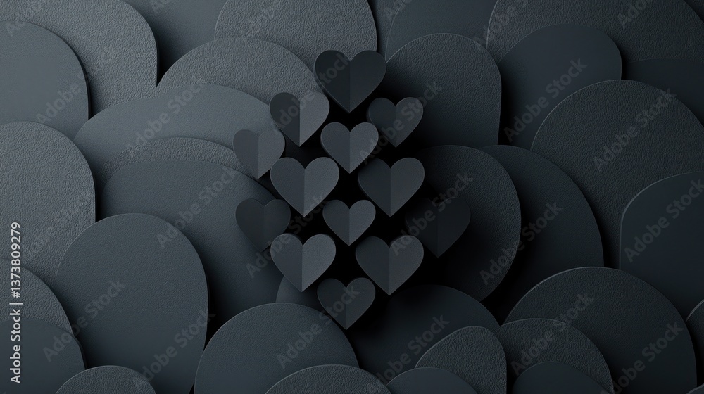 Obraz premium Abstract dark circles background with hearts