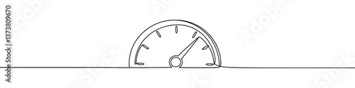 Speedometer continuous one line drawing. Speed indicator, Internet car speed. Performance concept. Speedometer set. Fast speed sign. Vector illustration.